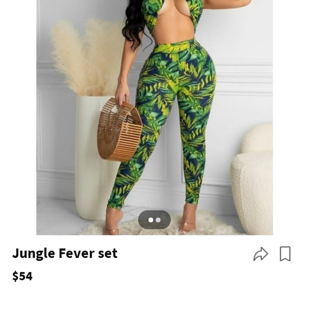 Tropical Leaf Print Leggings - Picture 3 of 6
